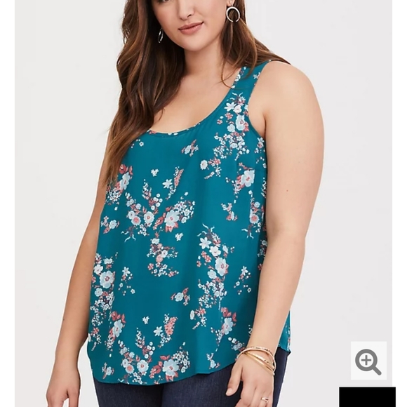 torrid Tops - Torrid Turquoise Floral Georgette Sz 4